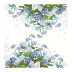 Nappe lin & coton antitache 165 g/m² imprimé bleu Jardin de bretagne bleu