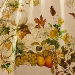 Nappe lin & coton lavé 190 g/m² imprimé beige orange Delices d'automne potiron