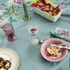 Nappe lin & coton lavé 150 g/m² imprimé bleu violet Ombres boisees givre