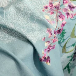 Nappe lin & coton lavé 150 g/m² imprimé bleu violet Ombres boisees givre