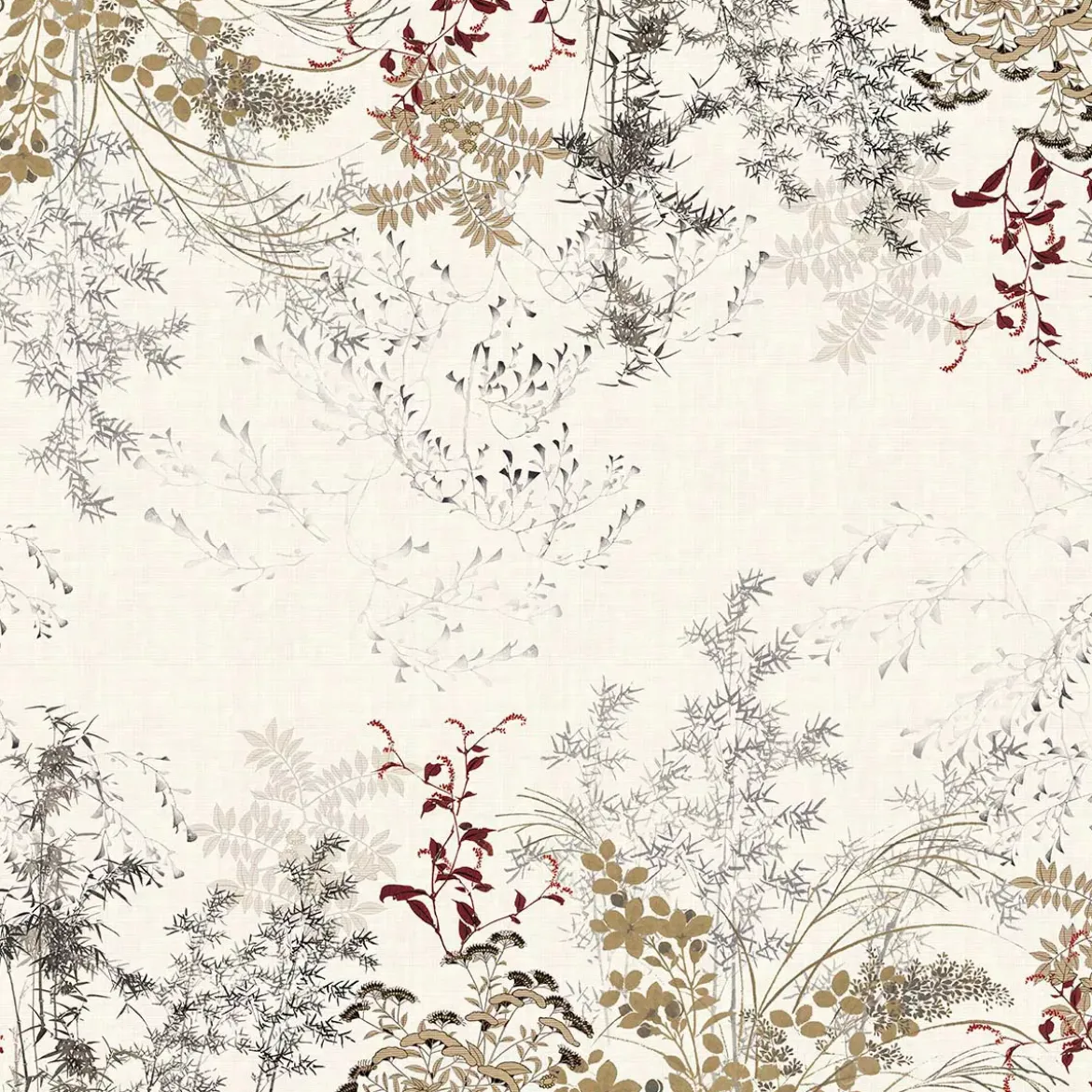 Nappe lin & coton lavé 150 g/m² imprimé beige Bambous parchemin