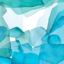 Nappe lin & coton lavé 150 g/m² imprimé bleu vert Aqua mineral
