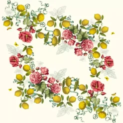 Nappe lin & coton lavé 190 g/m² imprimé multicolore Citrons de menton romance