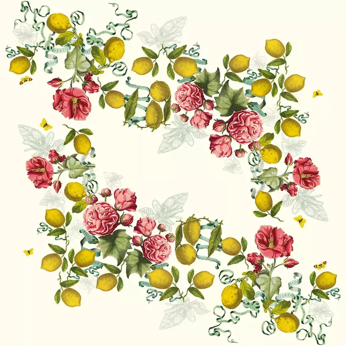 Nappe lin & coton lavé 190 g/m² imprimé multicolore Citrons de menton romance