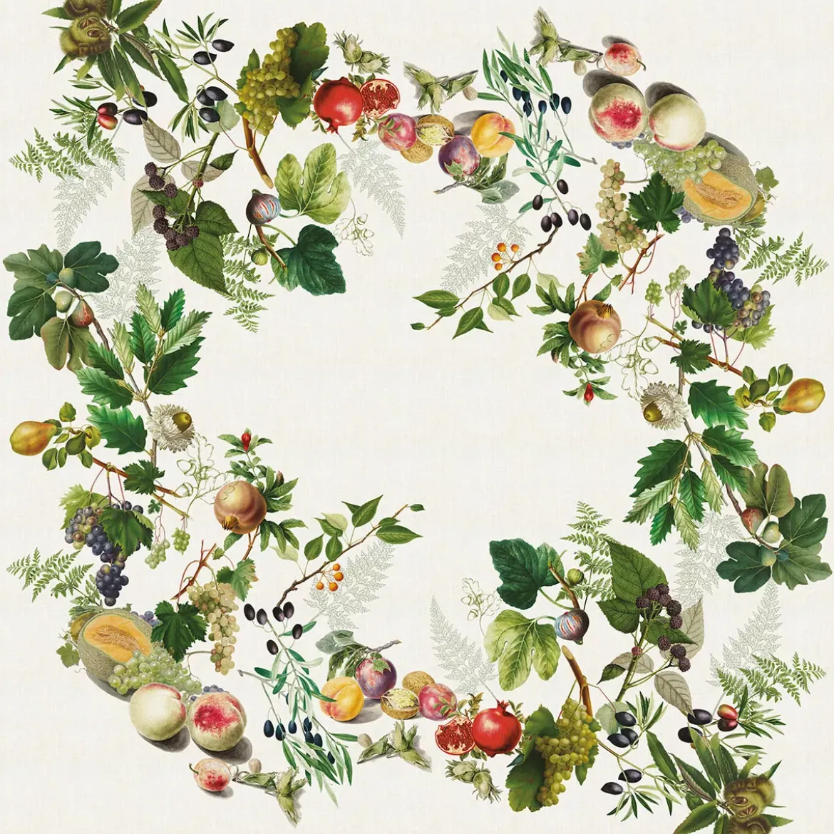 Nappe lin & coton lavé 190 g/m² imprimé multicolore Abondance d'automne naturel
