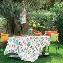 Nappe lin & coton lavé 150 g/m² imprimé multicolore Mille pepinieres floraison
