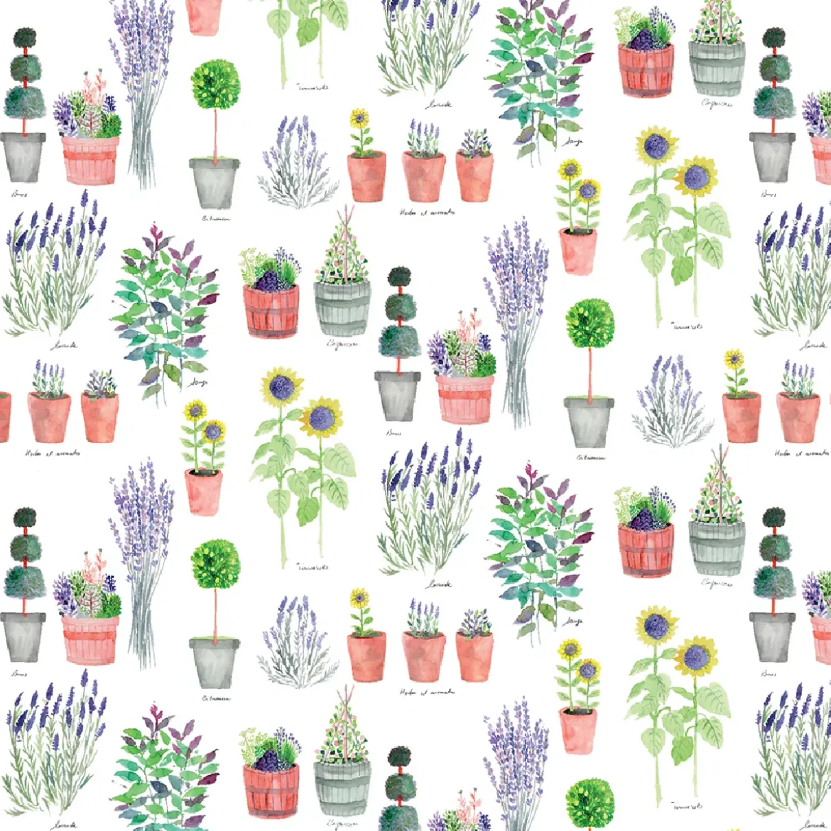 Nappe lin & coton lavé 150 g/m² imprimé multicolore Mille pepinieres floraison