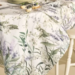 Nappe lin & coton lavé 150 g/m² imprimé violet Parfum de lavande mauve