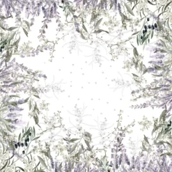 Nappe lin & coton lavé 150 g/m² imprimé violet Parfum de lavande mauve