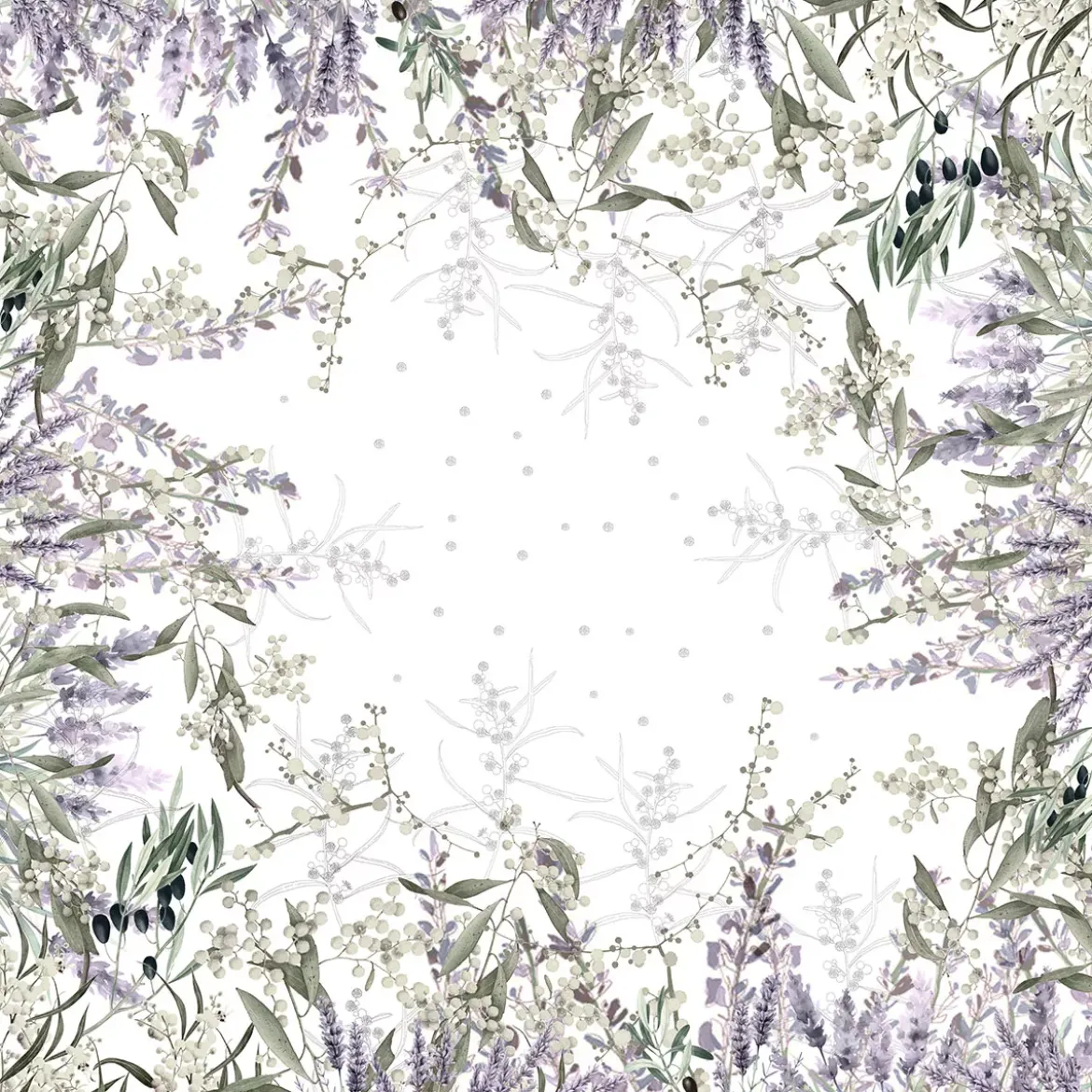 Nappe lin & coton lavé 150 g/m² imprimé violet Parfum de lavande mauve