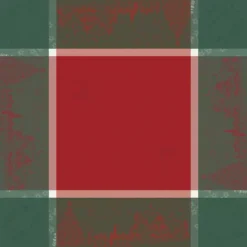 Nappe pur coton antitache 220 g/m² motif jacquard vert rouge Noel magique houx