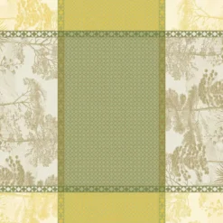 Nappe pur coton antitache 220 g/m² motif jacquard vert Le sud vert