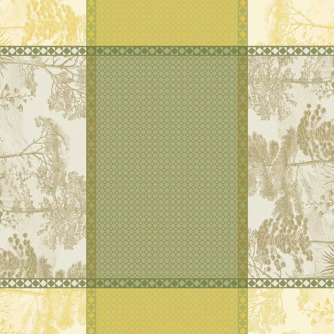 Nappe pur coton antitache 220 g/m² motif jacquard vert Le sud vert