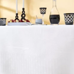 Nappe pur coton antitache 220 g/m² motif jacquard blanc Le cercle blanc