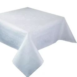 Nappe pur coton antitache motif jacquard blanc Eloise diamant
