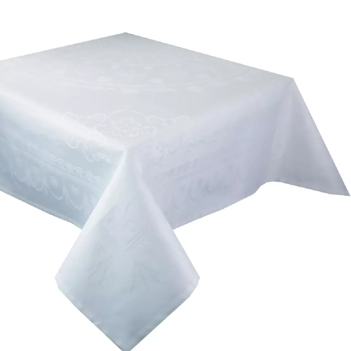 Nappe pur coton antitache motif jacquard blanc Eloise diamant