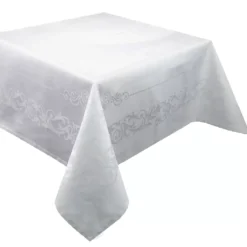 Nappe pur coton antitache motif jacquard blanc Comtesse blanc