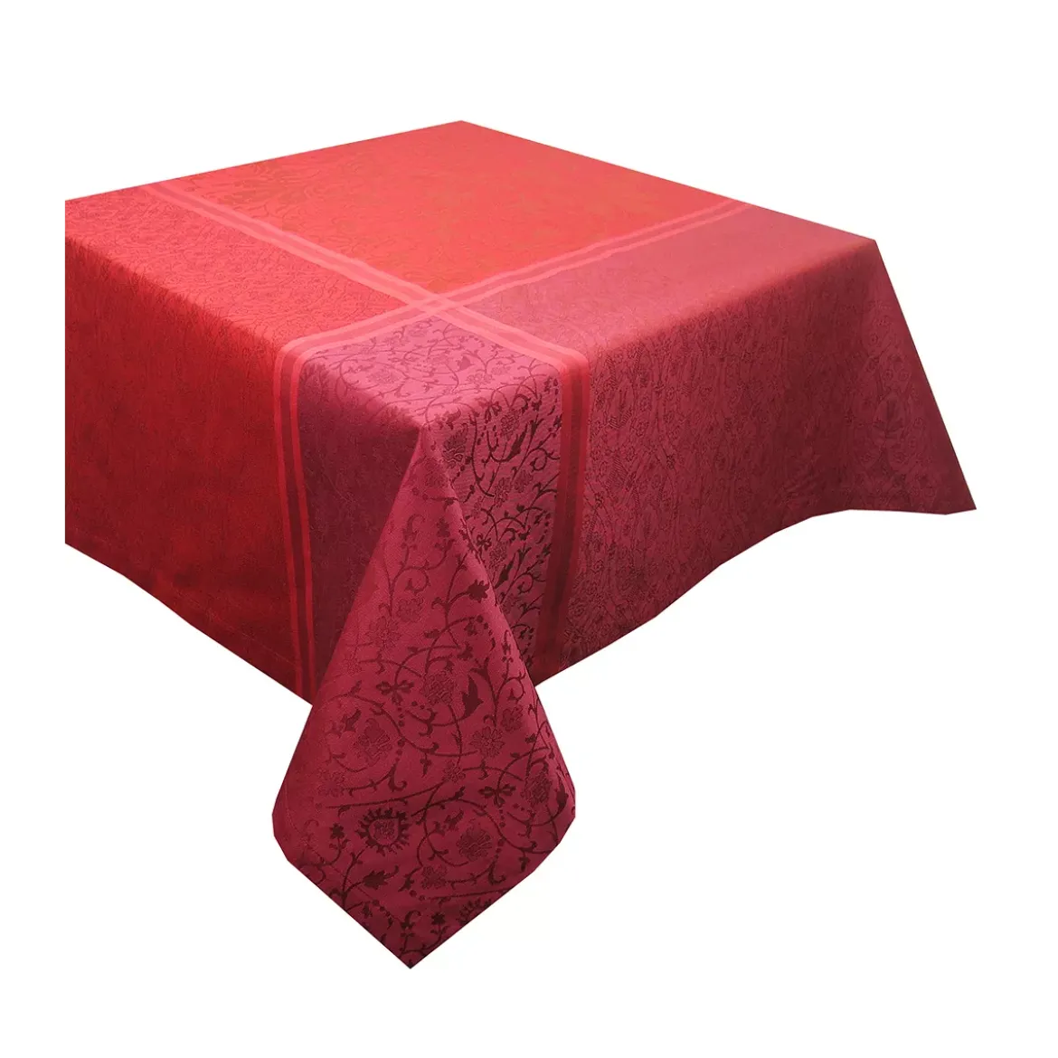 Nappe pur coton antitache motif jacquard bordeaux Cassandre grenat
