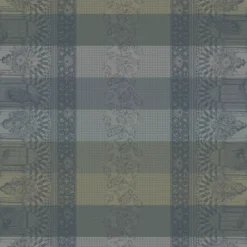 Nappe pur coton antitache motif jacquard gris vert Arcades linea bronze