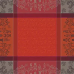 Nappe pur coton antitache motif jacquard rouge Casse noisettes rouge festif