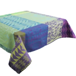 Nappe pur coton antitache motif jacquard vert Santa fe vert