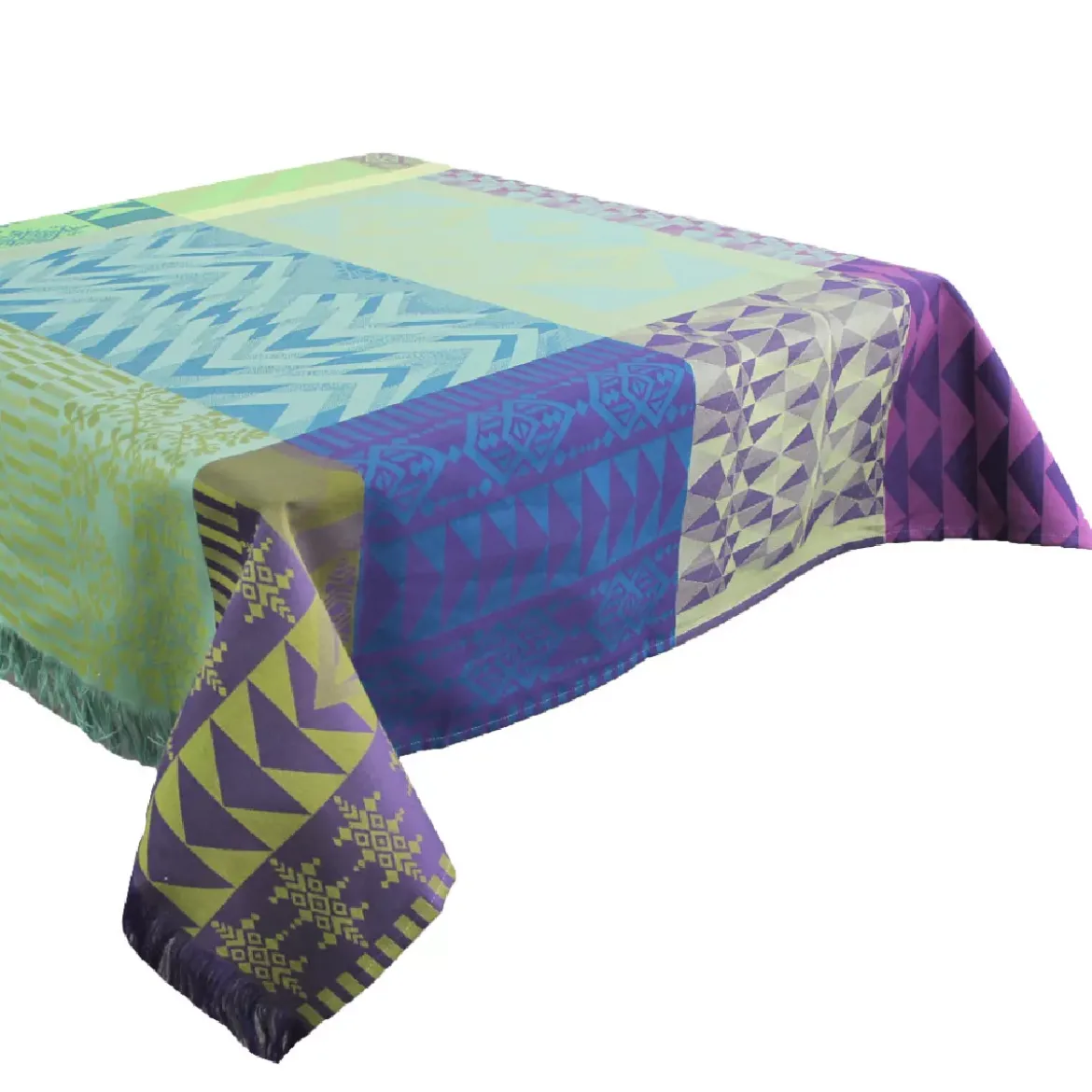 Nappe pur coton antitache motif jacquard vert Santa fe vert