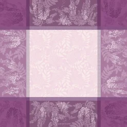 Nappe pur coton antitache motif jacquard violet Glycines parme