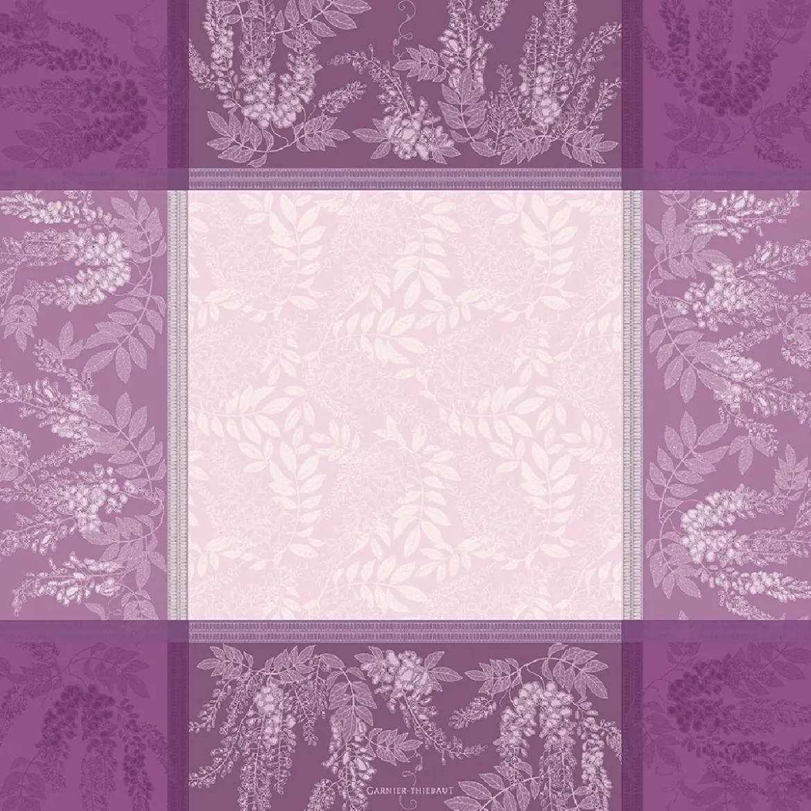 Nappe pur coton antitache motif jacquard violet Glycines parme