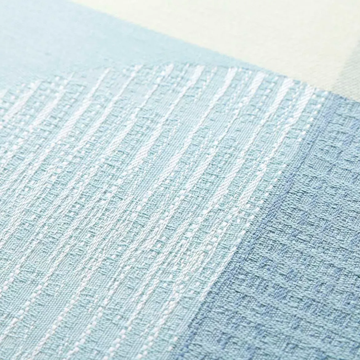 Nappe pur coton enduit 220 g/m² motif jacquard bleu vert Mille textures bleu