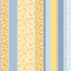 Nappe pur coton enduit 220 g/m² motif jacquard bleu jaune Mille citrons provence