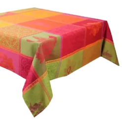 Nappe pur coton enduit motif jacquard multicolore Mille tutti frutti sangria
