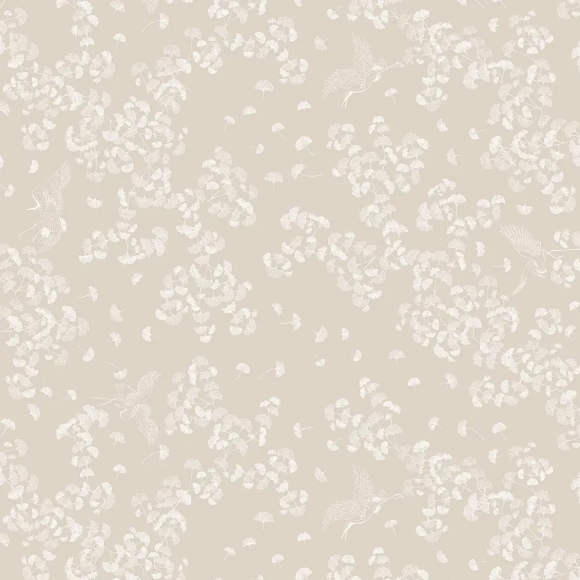 Nappe pur coton enduit motif jacquard beige Mille ginkos naturel