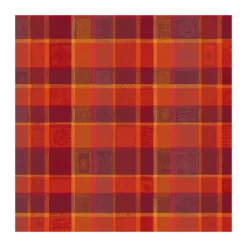Nappe pur coton enduit motif jacquard orange rouge Mille wax ketchup