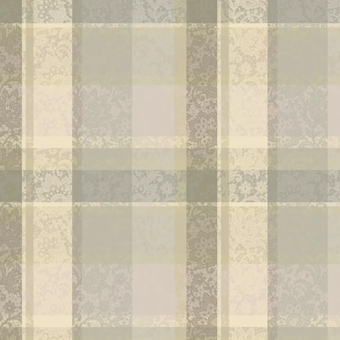 Nappe pur coton enduit motif jacquard beige Mille dentelles naturel