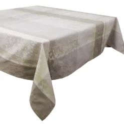 Nappe pur coton enduit motif jacquard beige Mille dentelles naturel