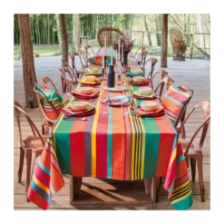 Nappe pur coton enduit motif jacquard multicolore Mille arizona pampa