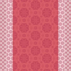 Nappe pur coton enduit motif jacquard rose Mille rosaces framboise