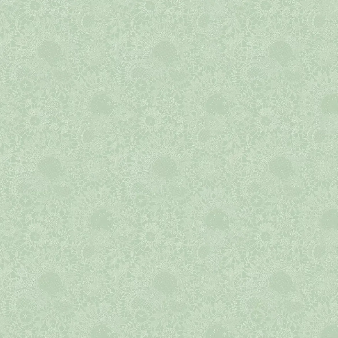 Nappe pur coton enduit motif jacquard vert Mille guipures jade
