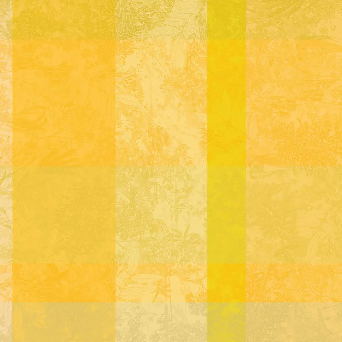 Nappe pur coton enduit motif jacquard jaune Mille esprit jardin solaire