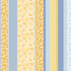 Nappe pur coton 220 g/m² motif jacquard bleu jaune Mille citrons provence