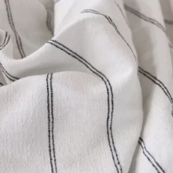 Nappe pur coton lavé motif jacquard blanc noir Rimini nero