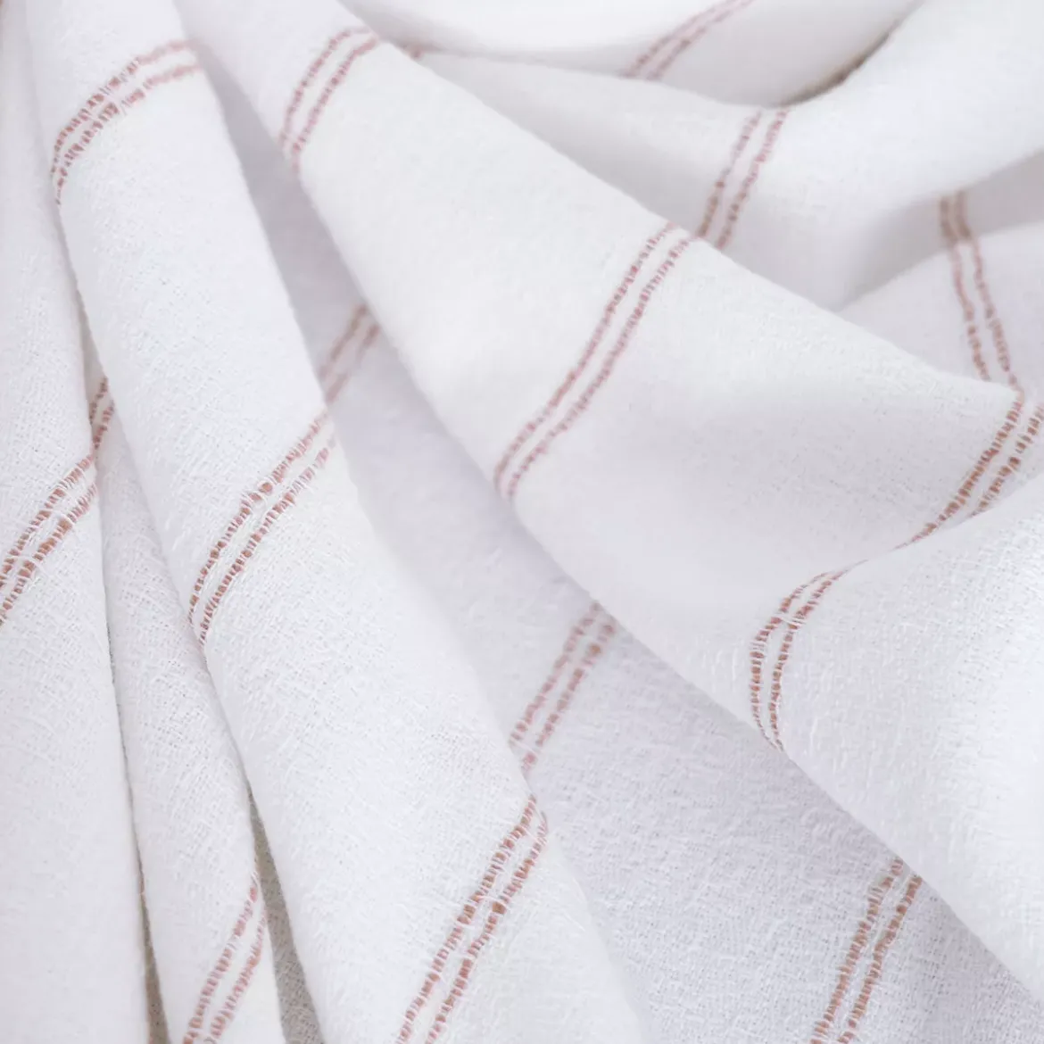 Nappe pur coton lavé motif jacquard blanc orange Rimini terracotta
