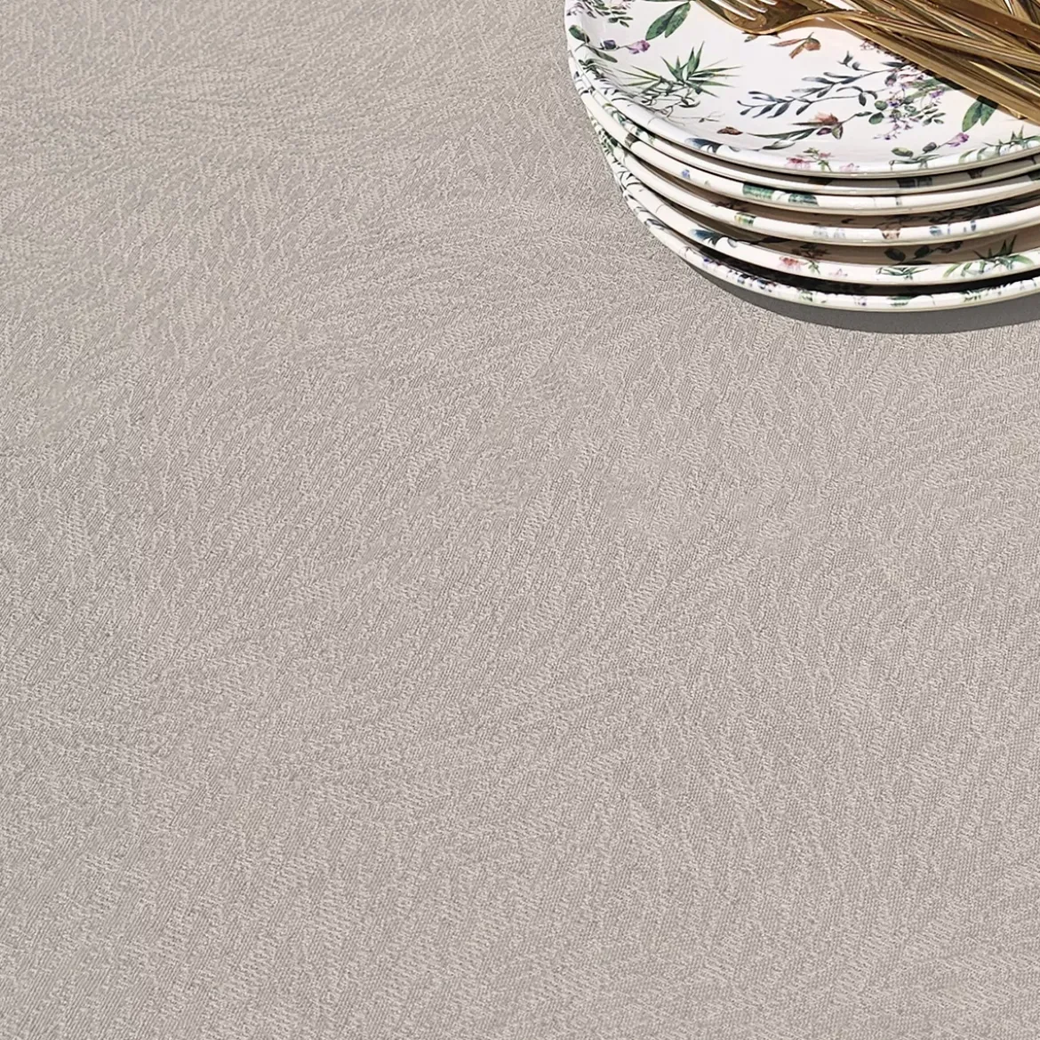 Nappe pur coton motif jacquard beige Paradia lin