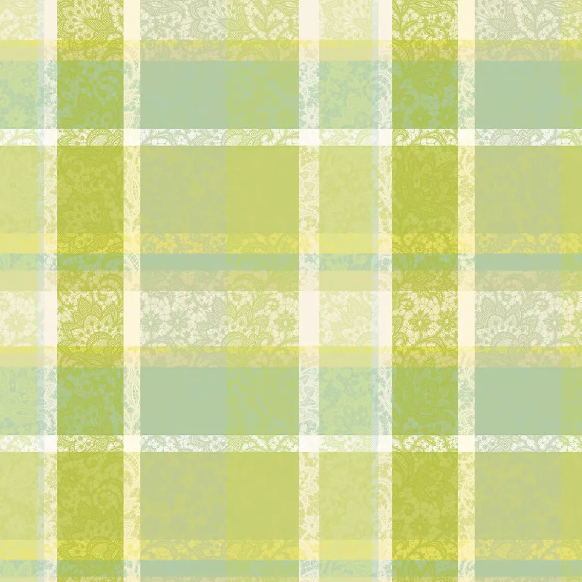Nappe pur coton motif jacquard vert Mille dentelles prairie