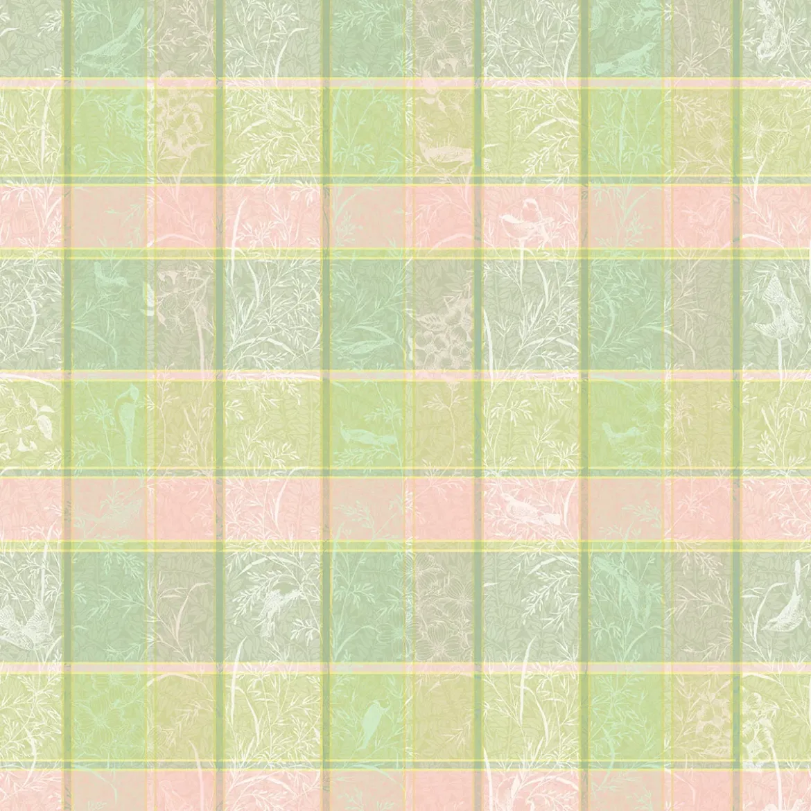 Nappe pur coton motif jacquard rose vert Mille printemps eclosion