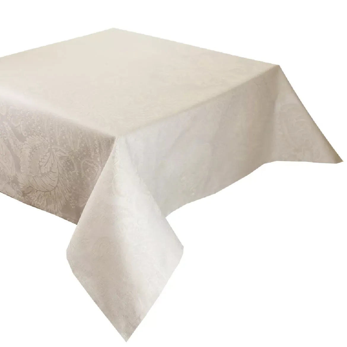 Nappe pur coton motif jacquard beige Mille isaphire parchemin