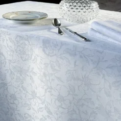 Nappe pur coton motif jacquard blanc Mille charmes blanc