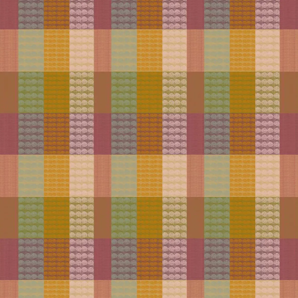 Nappe pur coton motif jacquard vert orange Mille halos prunus