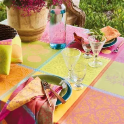 Nappe pur coton motif jacquard multicolore Mille tutti frutti smoothie