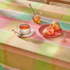 Nappe pur coton motif jacquard multicolore Mille auras printemps